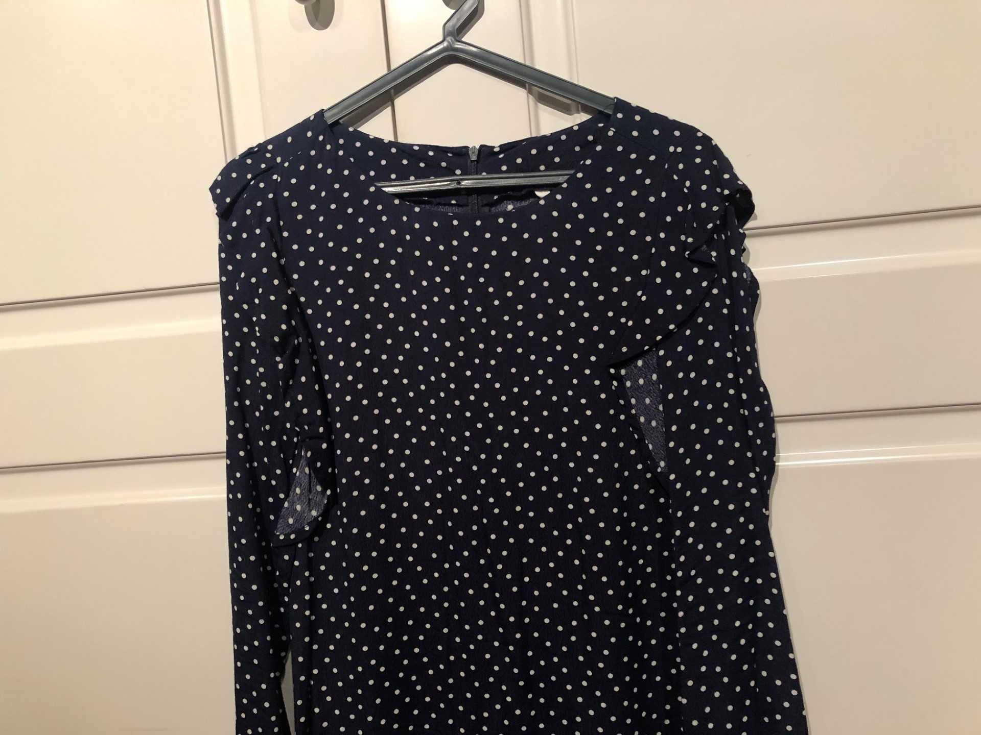 vestido azul escuro às bolinhas  brancas marca Springfield tamanho  36