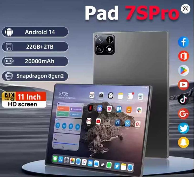 Tablet pad 7 pro 11" 22GB RAM 1TB ROM Snapdragon 8-Gen2 Android 14 5G