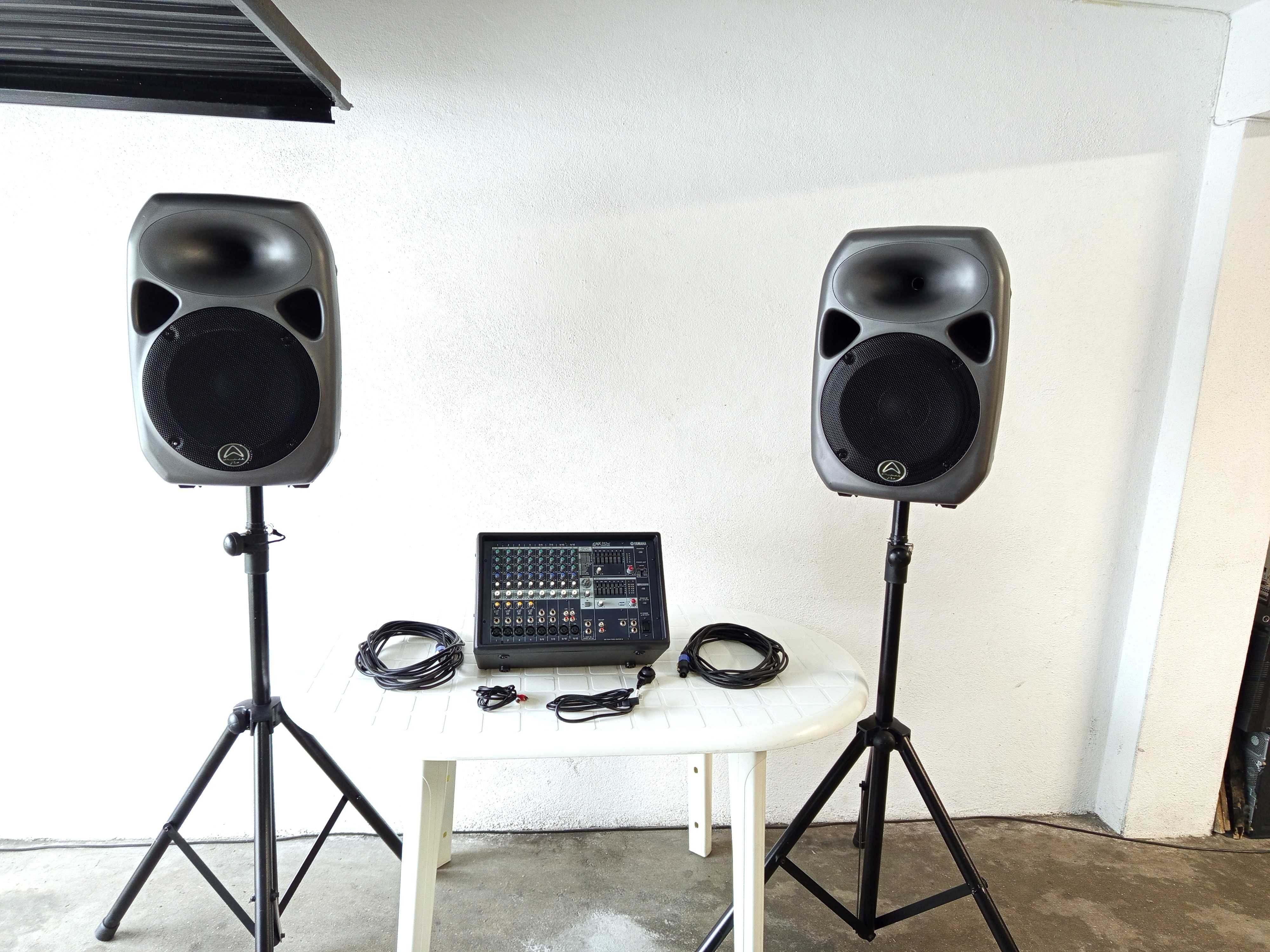 Sistema Som Colunas y Mesa Yamaha Amplificada y Tripés