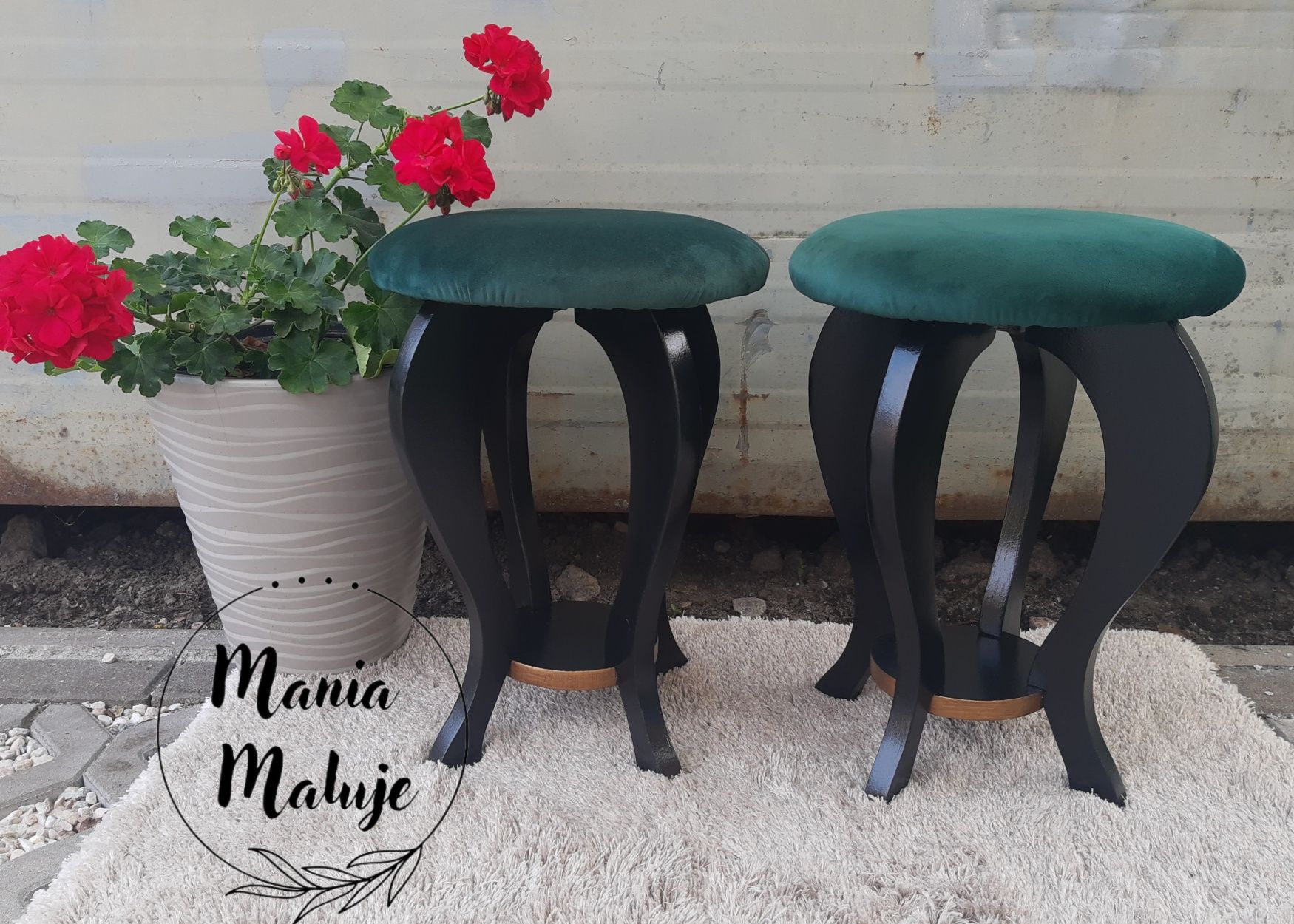 Taboret butelkowa zieleń taborety malowane
