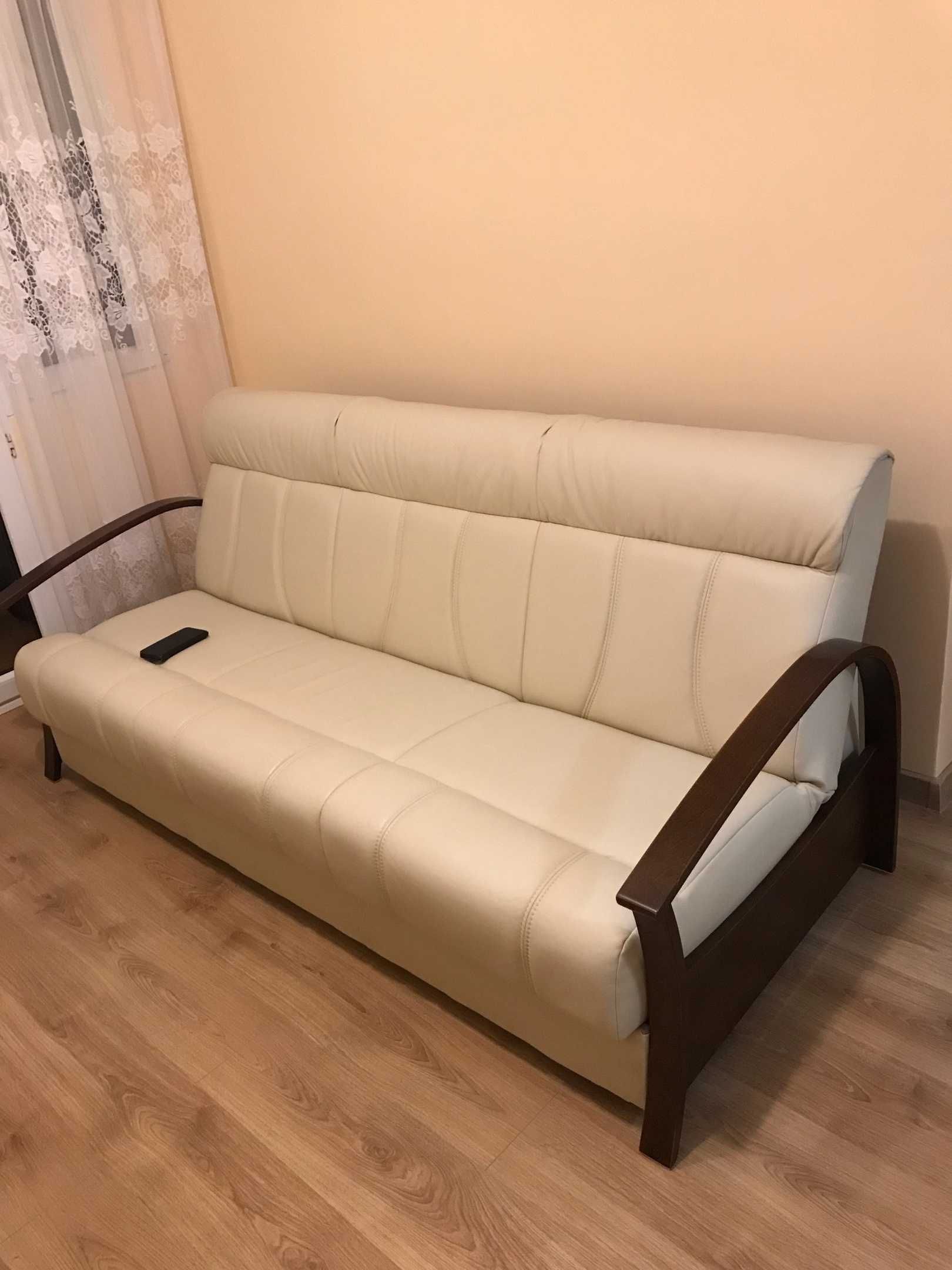 Sofa Kanapa ze skóry z funkcją spania zestaw