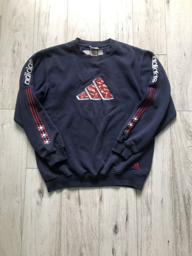 bluza adidas vintage canada lata 90 niebieska czerwona męska unisex