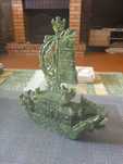 Vintage Barco de Jade Verde Cultura Chinesa do Dragão ESCULPIDO Á MÃO