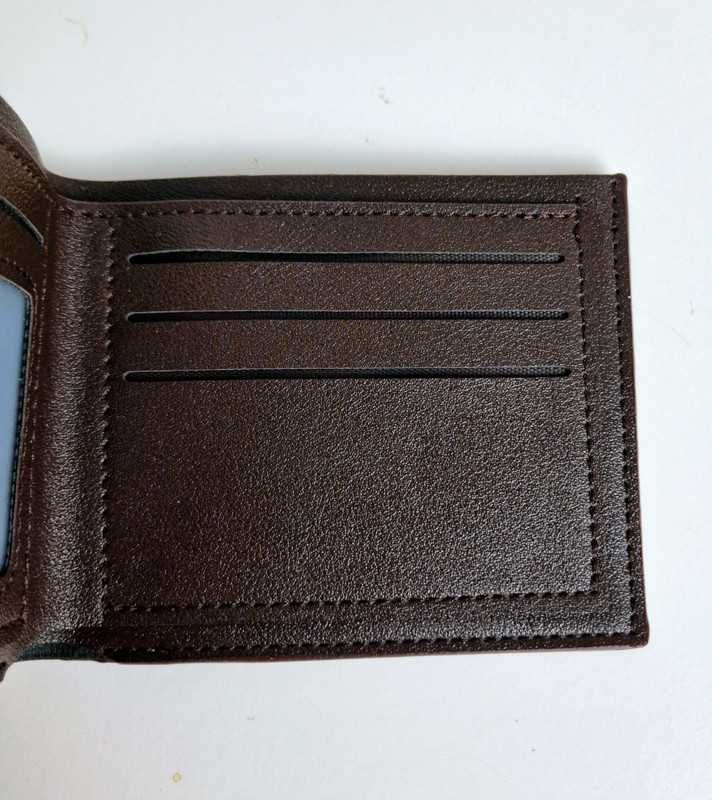 Nowy portfel męski skórzany brązowy elegancki cienki prezent banknoty