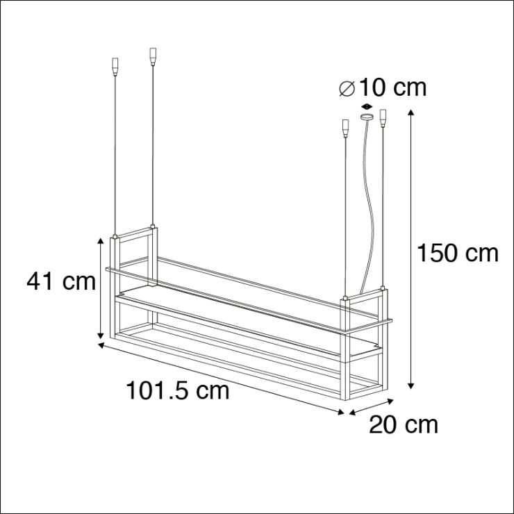 lampa wisząca czarna ze stelażem 4-punktowa - Cage Rack