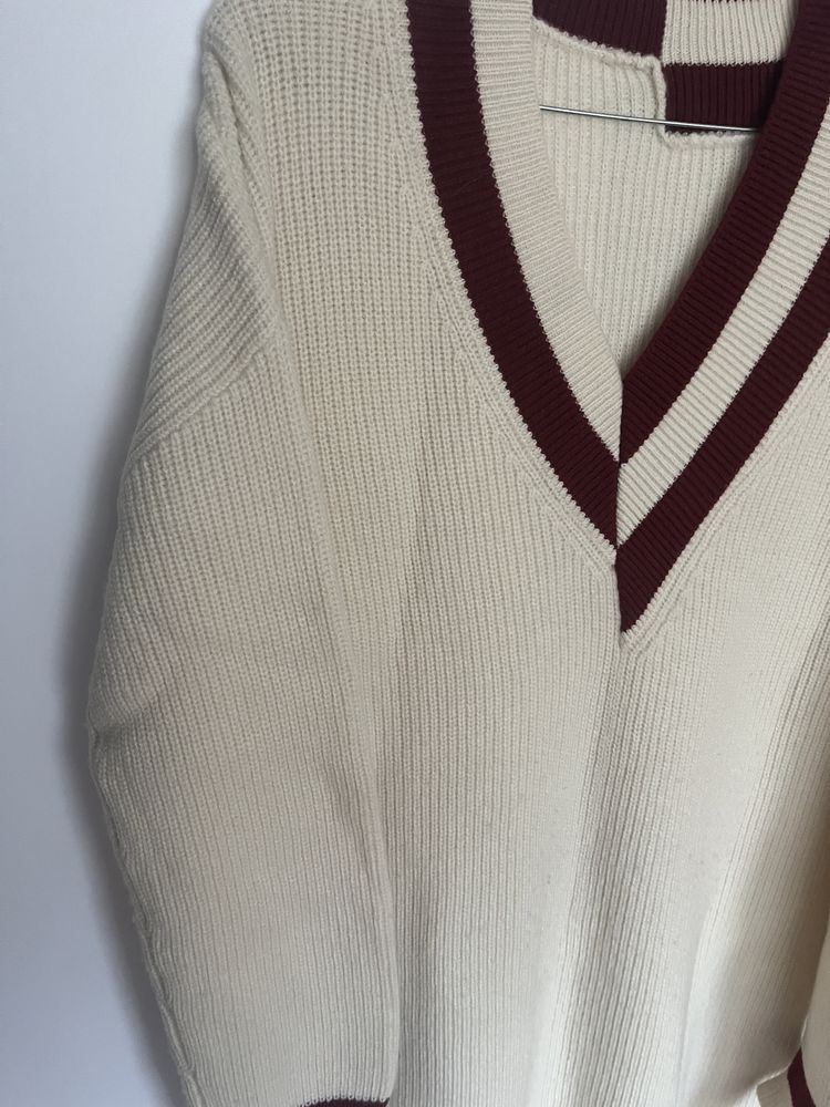 Wełniana sukienka 100% sweter wełna kremowa długa ciepła gruba s