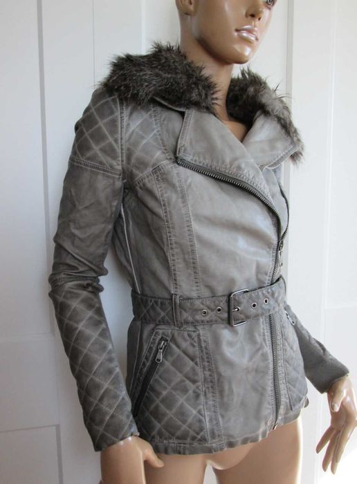 River Island kurtka skórzana szara  eco skóra 6 XS XXS