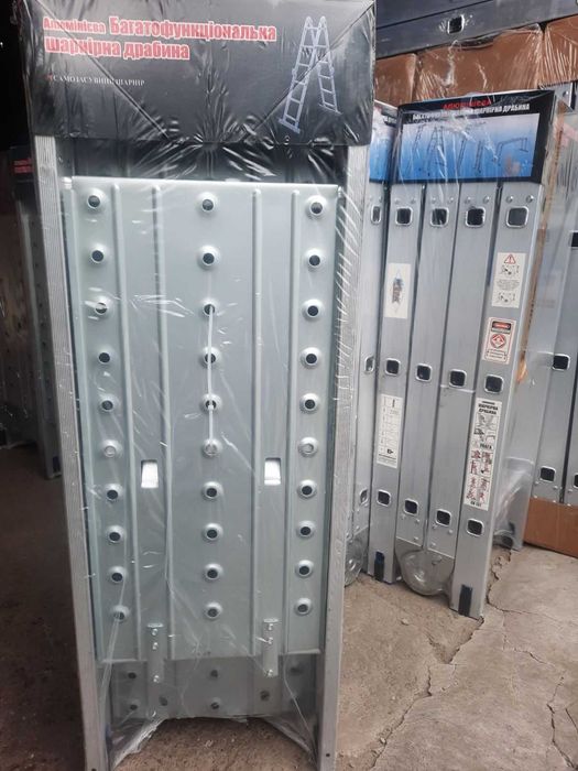 Лестница алюминиевая драбина трансформер WERK 4х3 з платформою