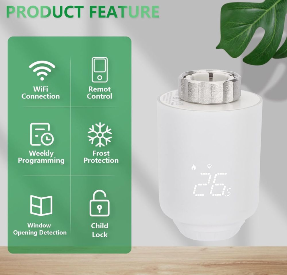 Zigbee Termostat TRV601 z 6 adapterami