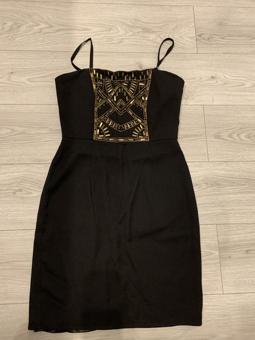 Sukienka czarna ze złotym sylwester/karnawał