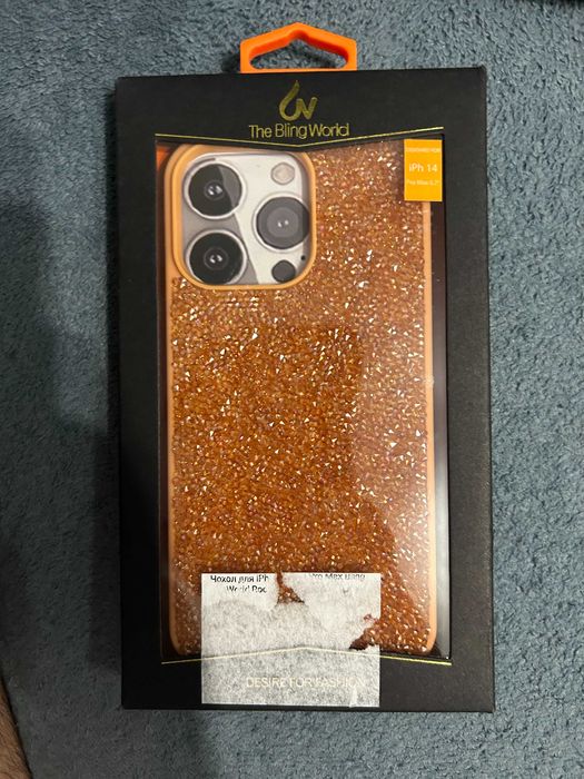 Чeхол для iPhone 14 Pro MAX Bling World Rock Diamond TPU Ярко Золотой