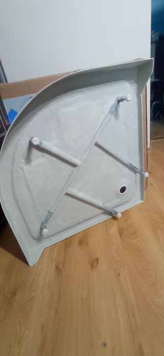 Brodzik półokrągły kabinowy 90x90x12 cm wysoki  plus niski nowy syfon