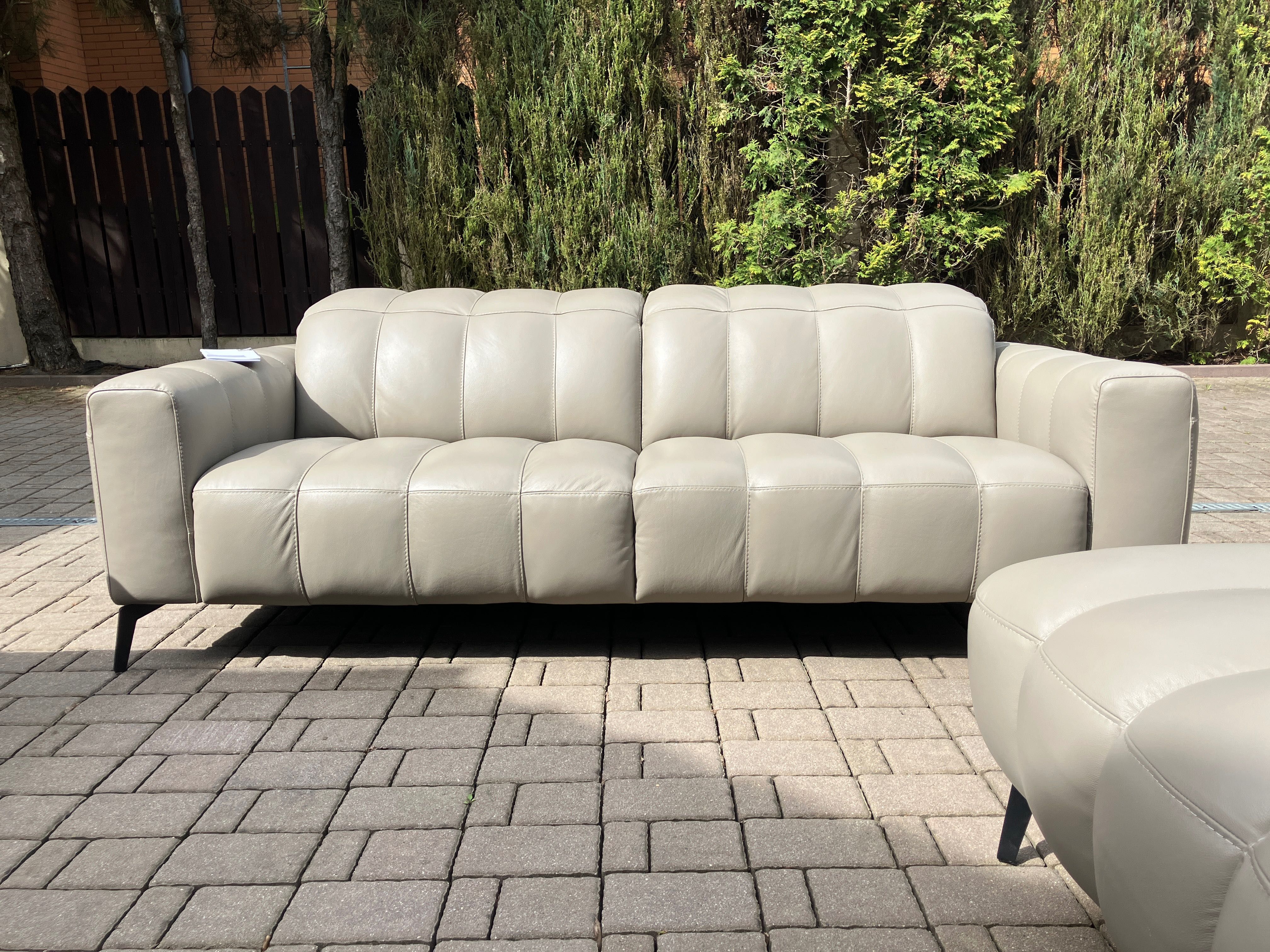 Sofy włoskie skóra NATUZZI Portento - NOWE i piękne, Sofa 3+Sofa 2+Puf