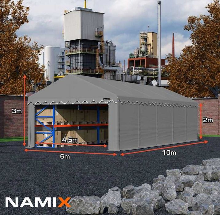 Namiot BASIC 6x10 magazynowy handlowy garaż wiata PE 240g/m2