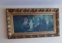 Stary obraz religijny w pięknej pozłacanej ramie 150x80