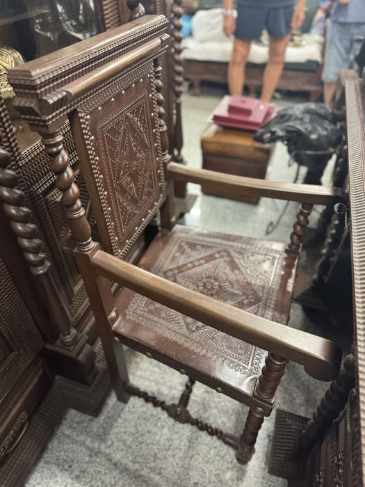 Conjunto Escritório antigo em madeira maciça - Negociável