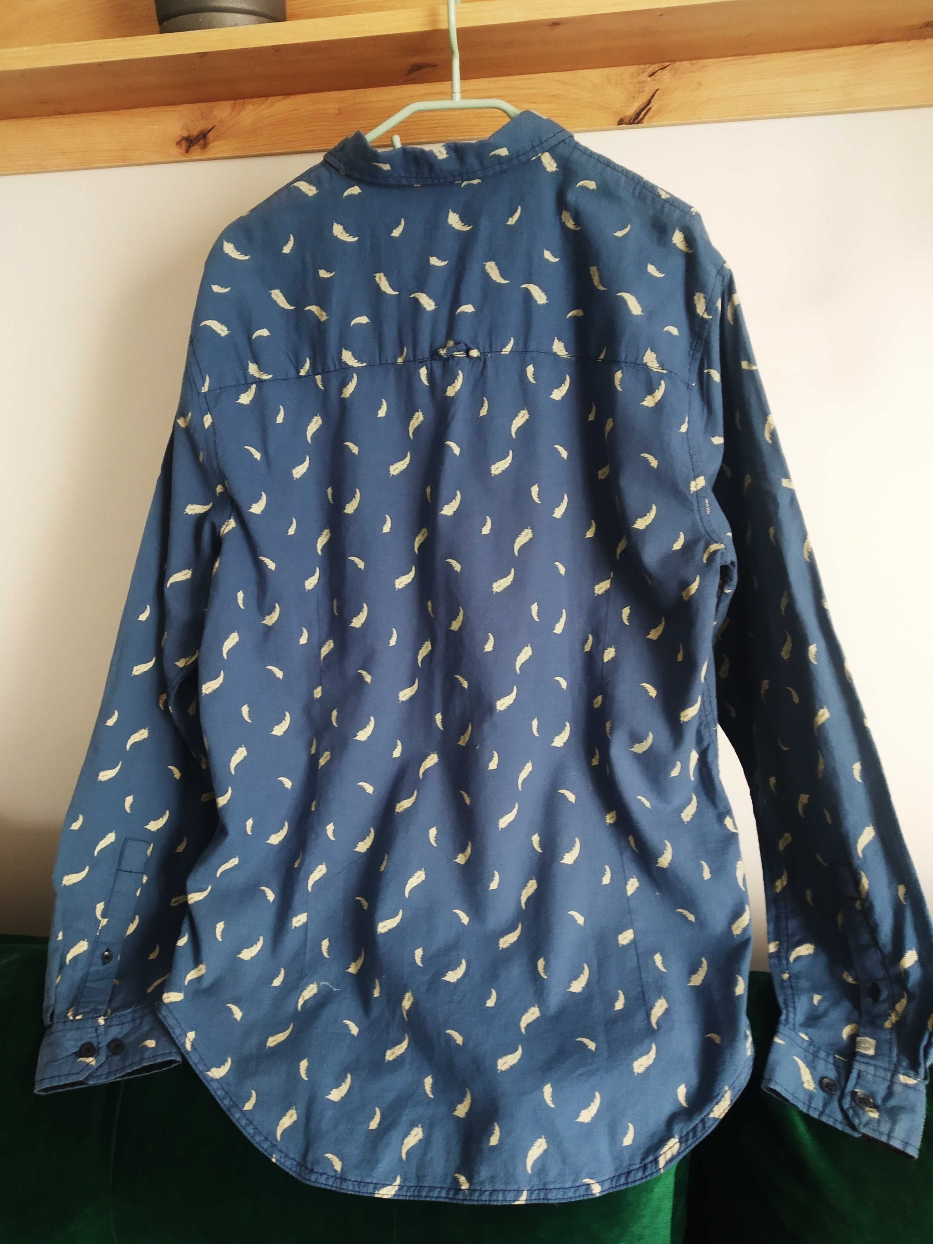 Niebieska bawełniana koszula w pióra, Tailored by Solid XL