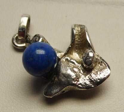 Srebrna autorska zawieszka kulka lapis lazuli