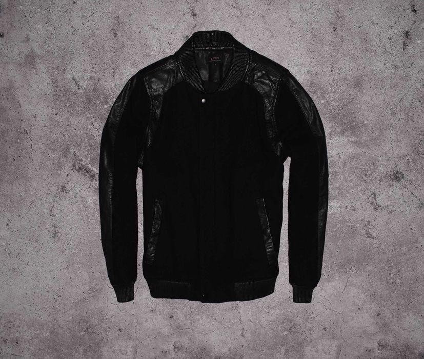 YVES Leather Jacket (Мужская Шерстяная Кожаная Куртка Бомбер )
