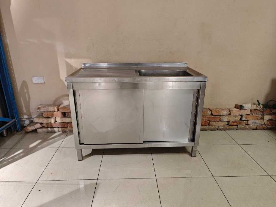 Zlew gastronomiczny z szafką 120x60 – komora po prawej