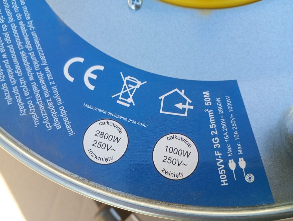 Kabel przedłużacz 50 metrów gruby 3x2.5