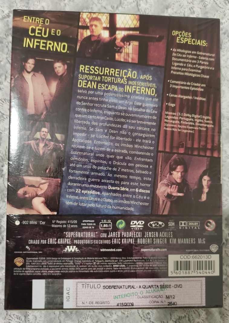 Sobrenatural - Supernatural - Temporada 4 - DVD novo e selado