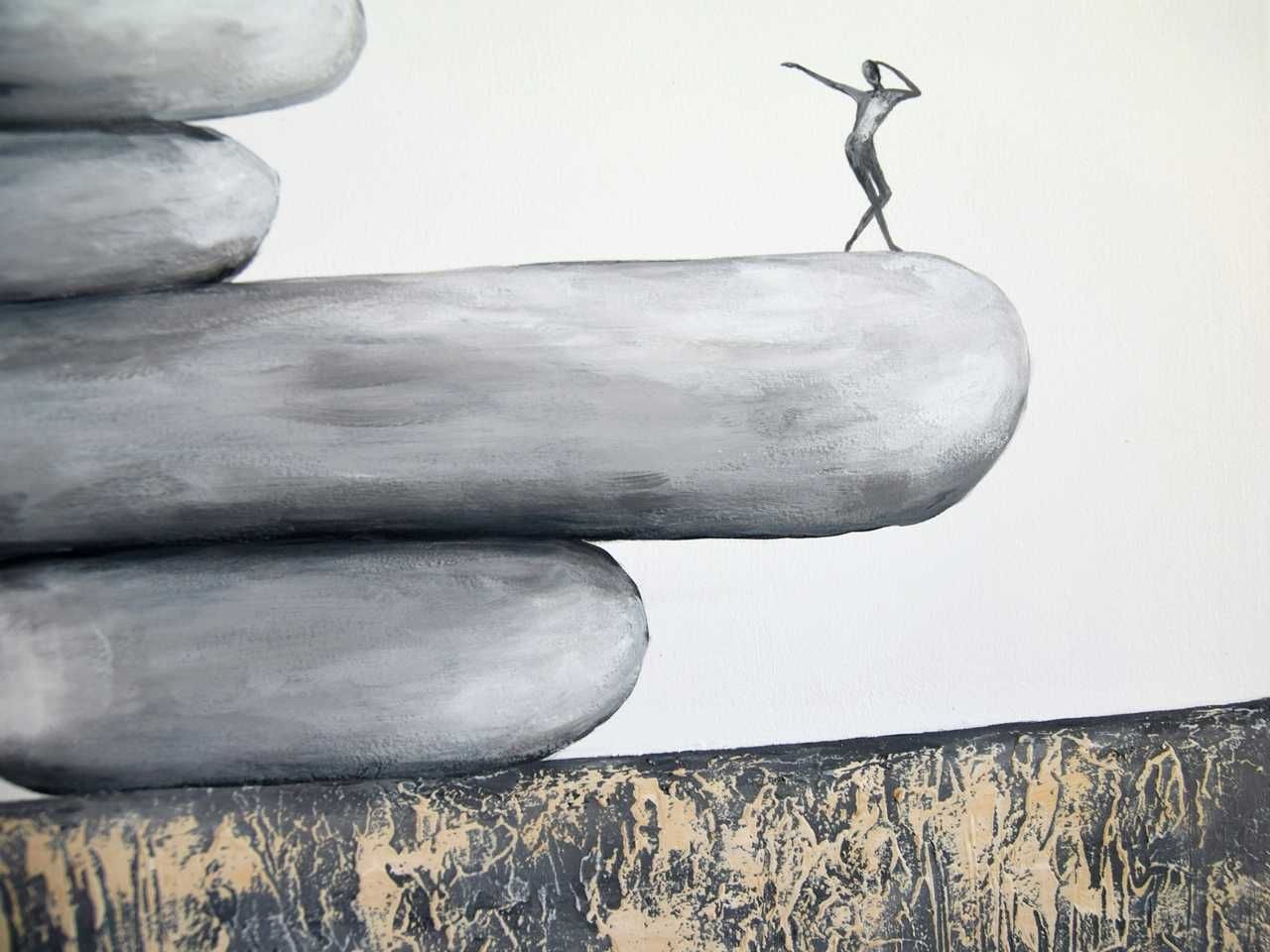 Balancing act II, obraz do salonu na płótnie abstrakcja japandi