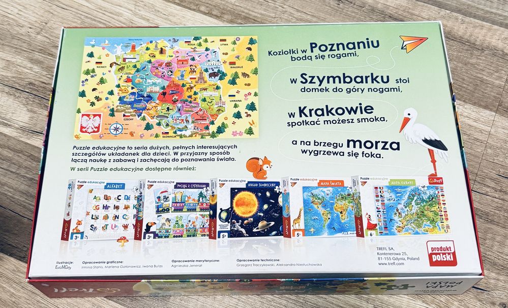 Puzzle edykacyjne mapa Polski 54 el. 4+