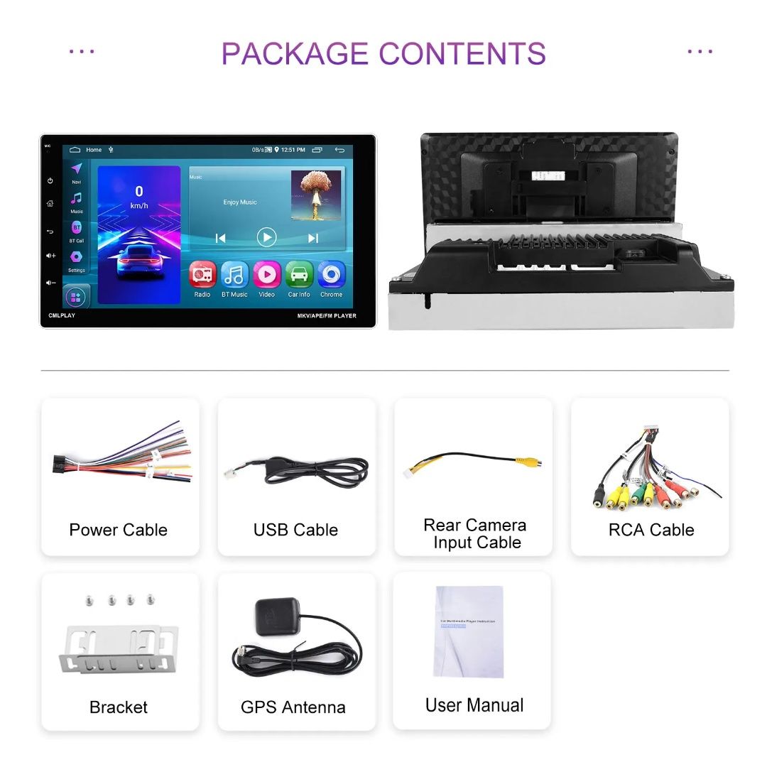 Rádio 1din 9" Android 13 Carplay 64GB HD WiFi GPS Bluetooth NOVO