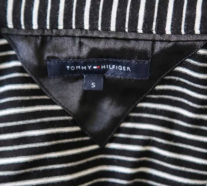 Tommy Hilfiger czarno biała sukienka w paski 100% wiskoza Rozmiar S