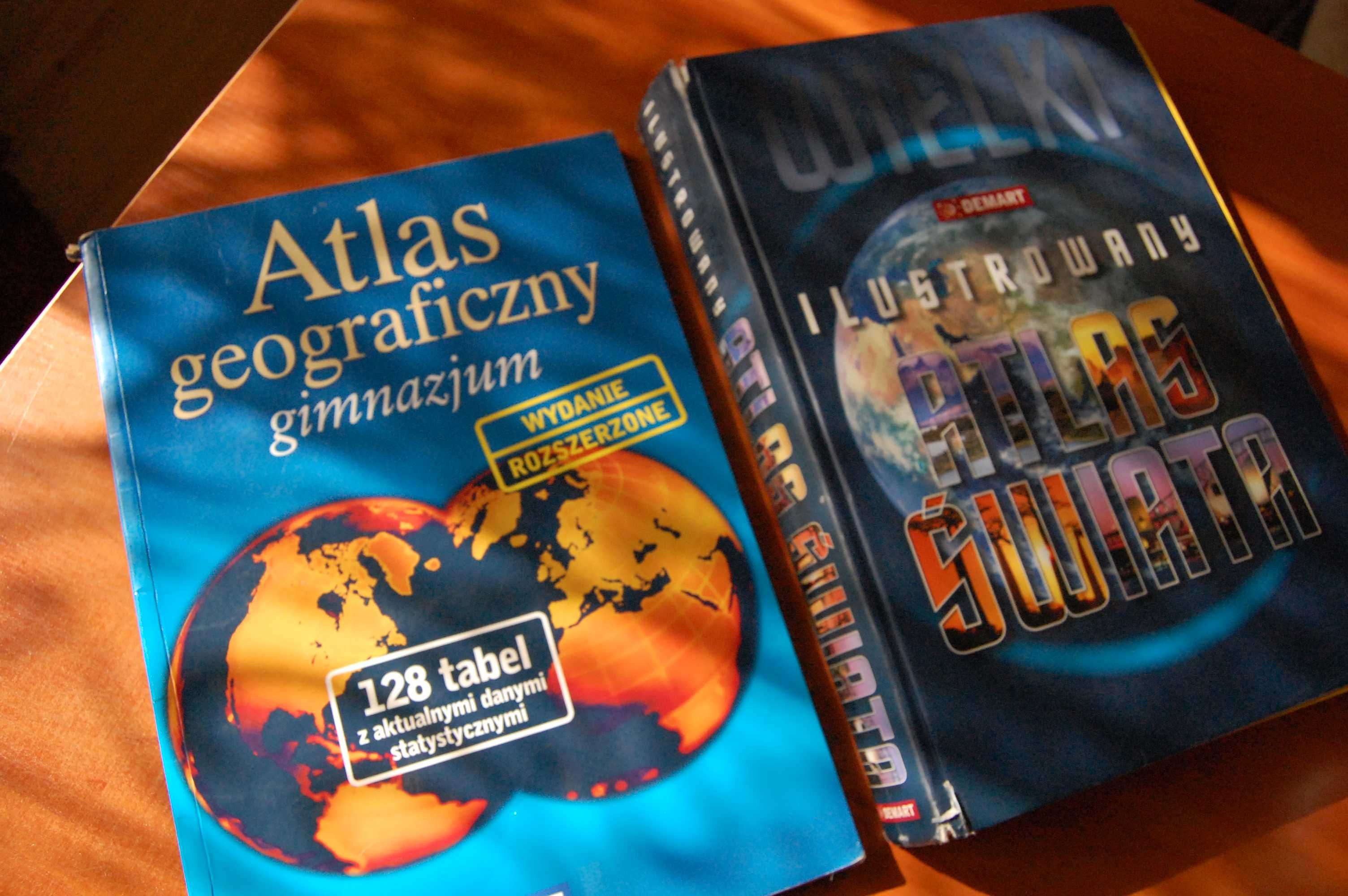 Ilustrowany Atlas Świata  i geograficzny dla Gimnazjum.Demart.2 szt.