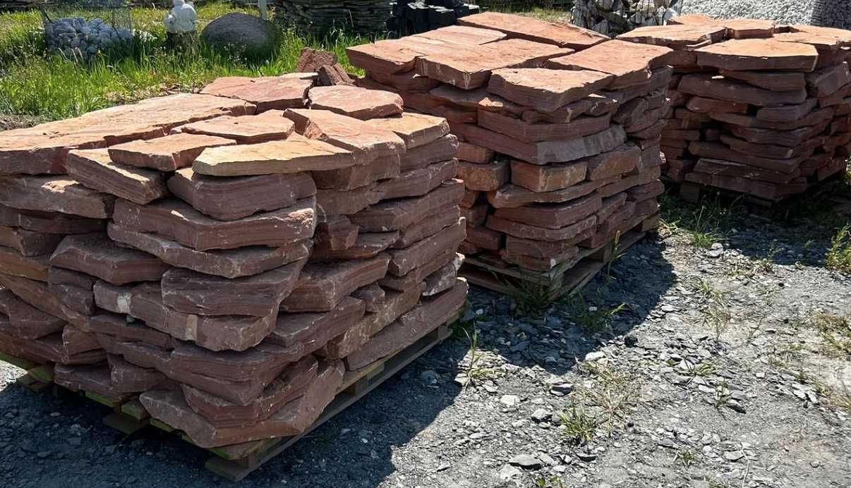 CZERWONY PIASKOWIEC - Płyty Ogrodowe Kamień na Murek Ścieżka Taras