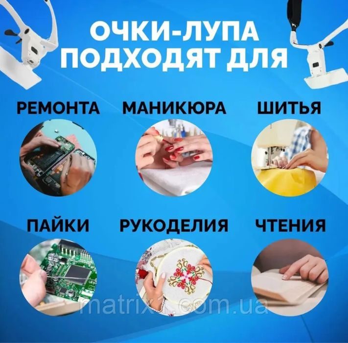 Бінокулярні окуляри Magnifier (бінокуляри) з LED-підсвіткою