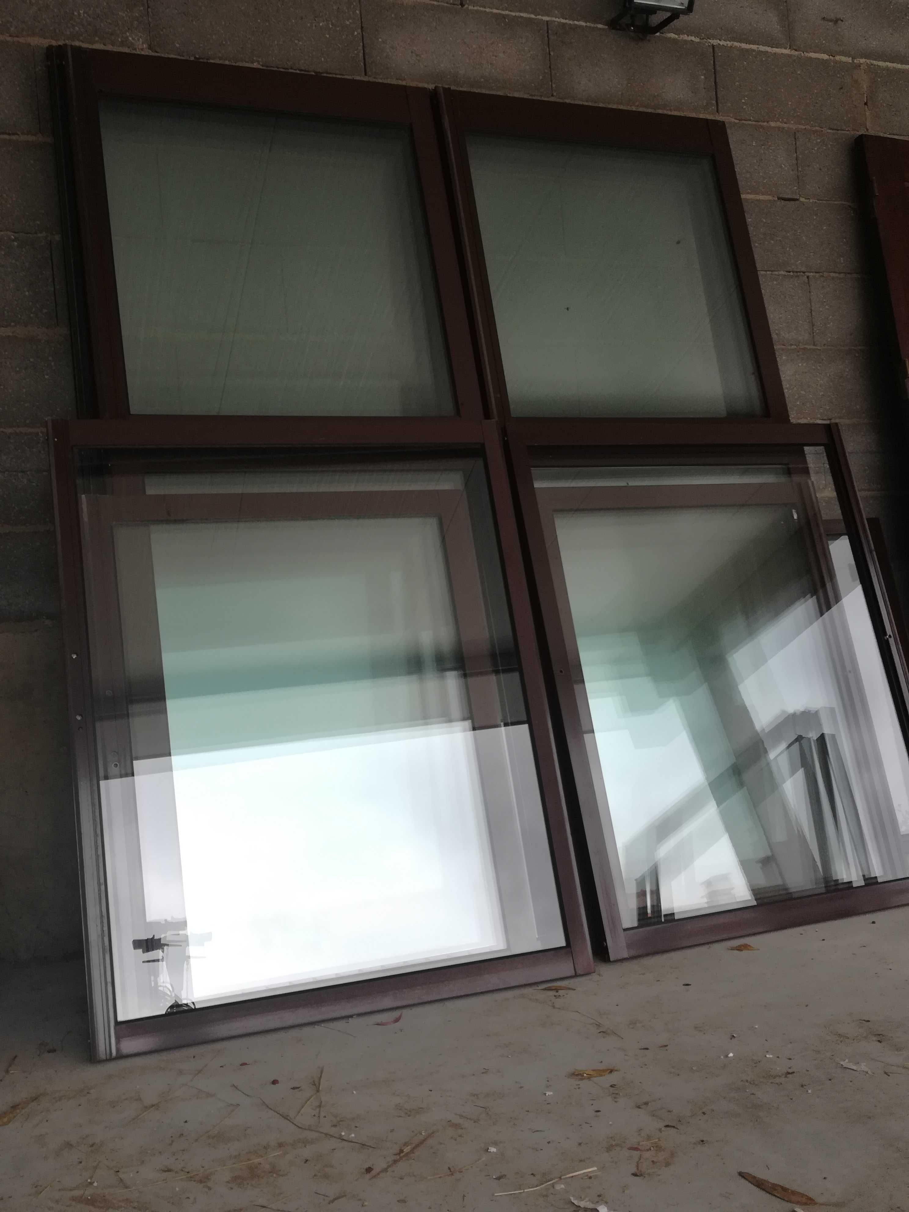 Portas e janelas alumínio lacado castanho