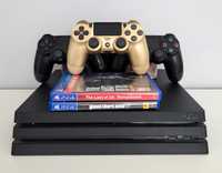 Konsola PS4 PRO w doskonałym stanie + 3 Pady + 2 Gry PlayStation