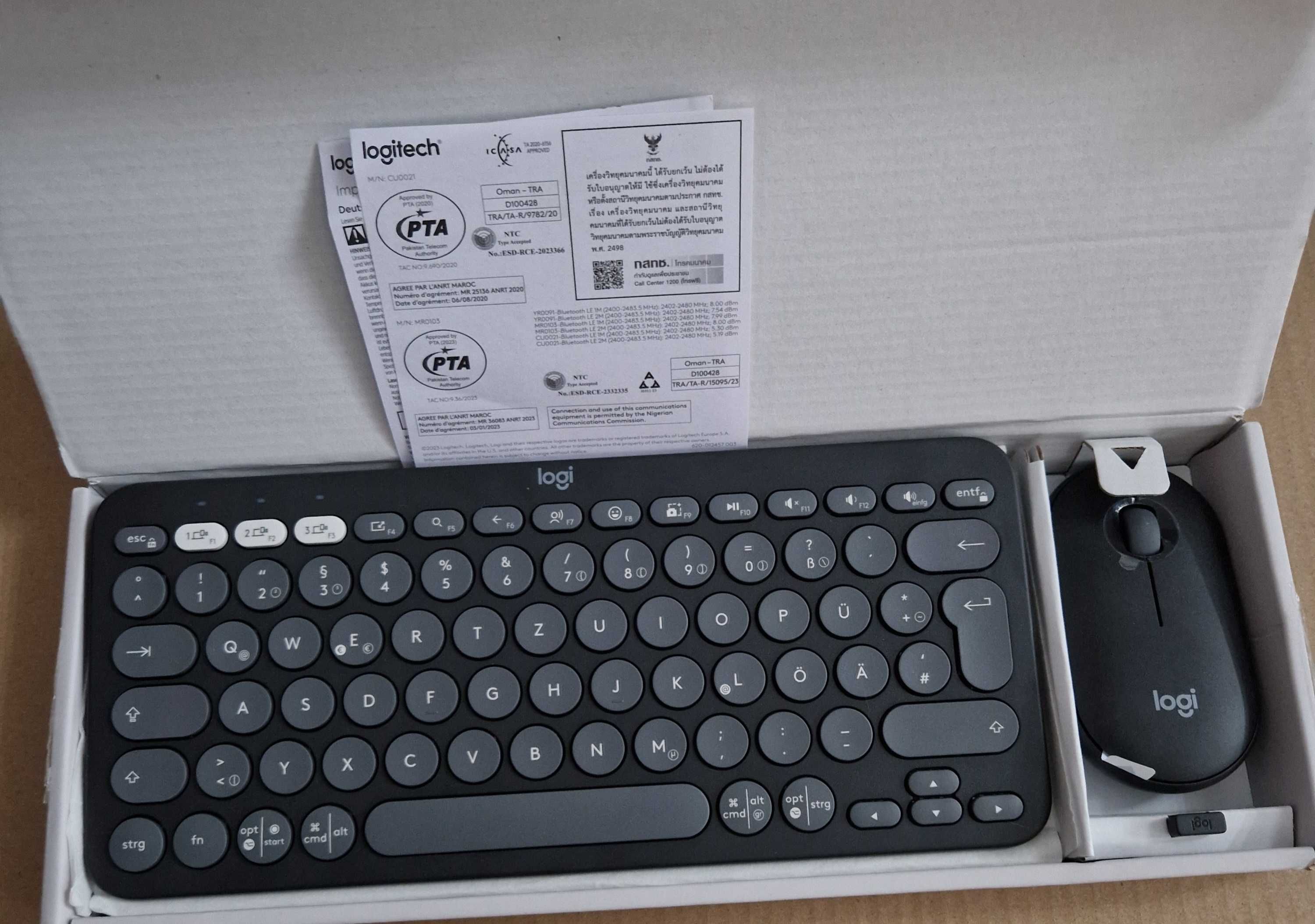 Logitech Pebble 2 Combo, QWERTZ Układ Włoski, Grafitowy