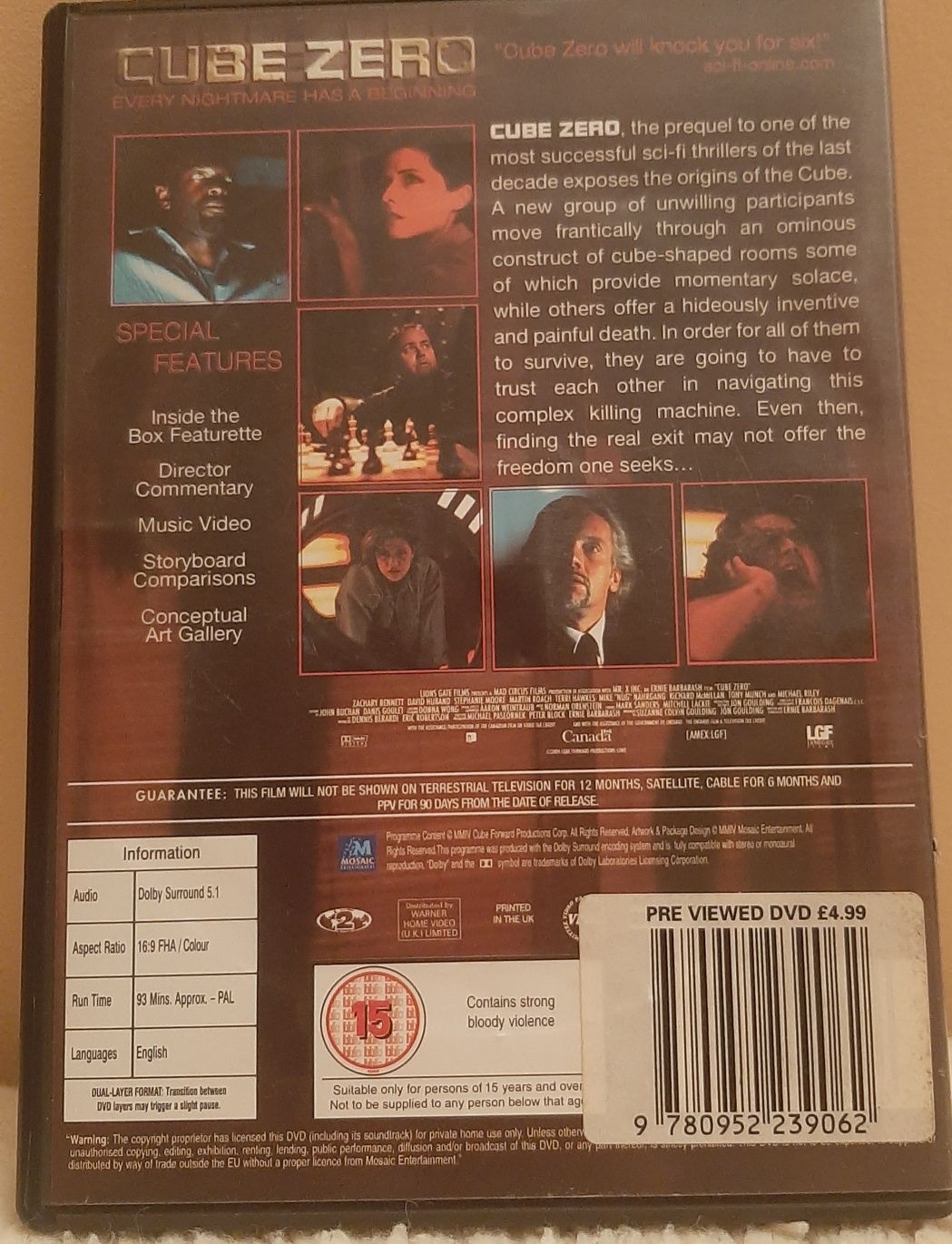 Cube zero film na DVD