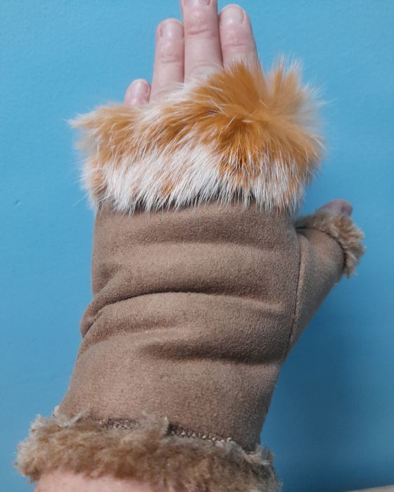 Rękawiczki skórzane damskie z odkrytymi palcami