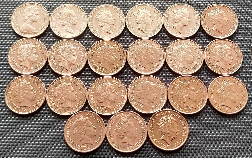 Колекція з  монет 1 пенні  Великої Британі . 21 шт за 125 грн