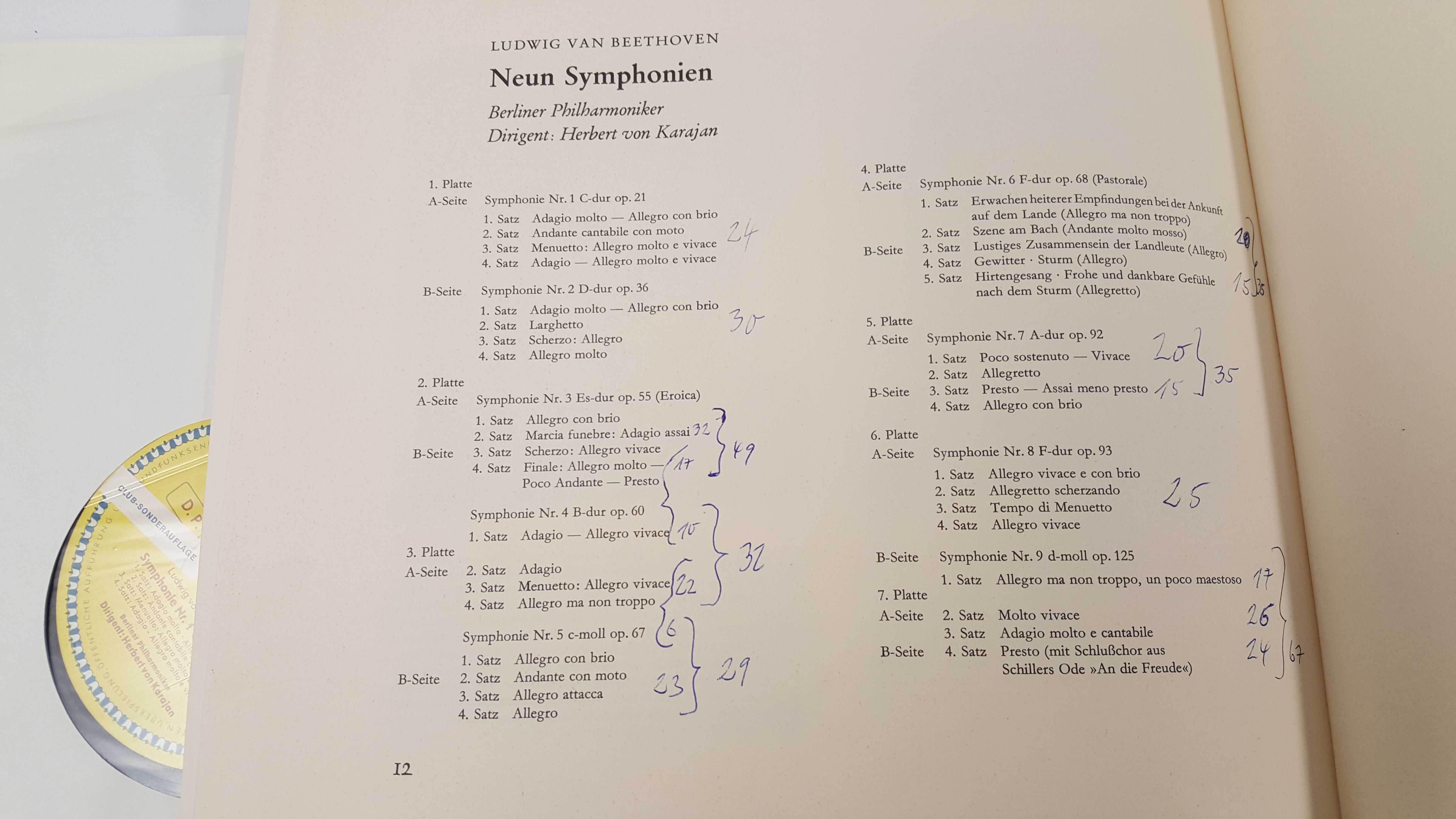 Box 7 płyt winyl Beethoven 9 symfonia Herbert Von Karajan 72180 Stereo