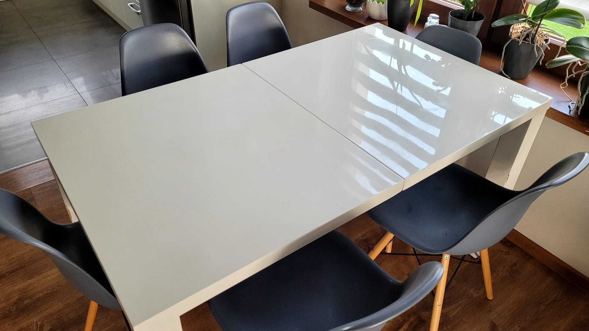 Stół do jadalni, rozkładany, biały lakierowany 140x80x75 | 180cmx80cm