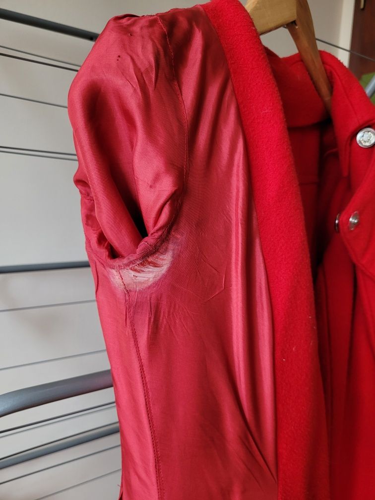 Płaszcz wełniany czerwony - S - Corsetry & Romance, na miarę