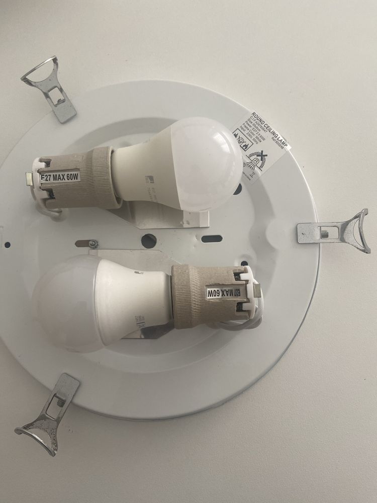 Candeeiro de teto em vidro com 2 lâmpadas led