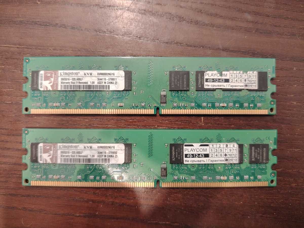 Оперативная память Kingston DDR2 PC2-6400 2 Gb (2 планки по 1 Gb) )