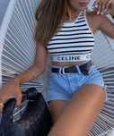 top bluzka Celine w paski crop top