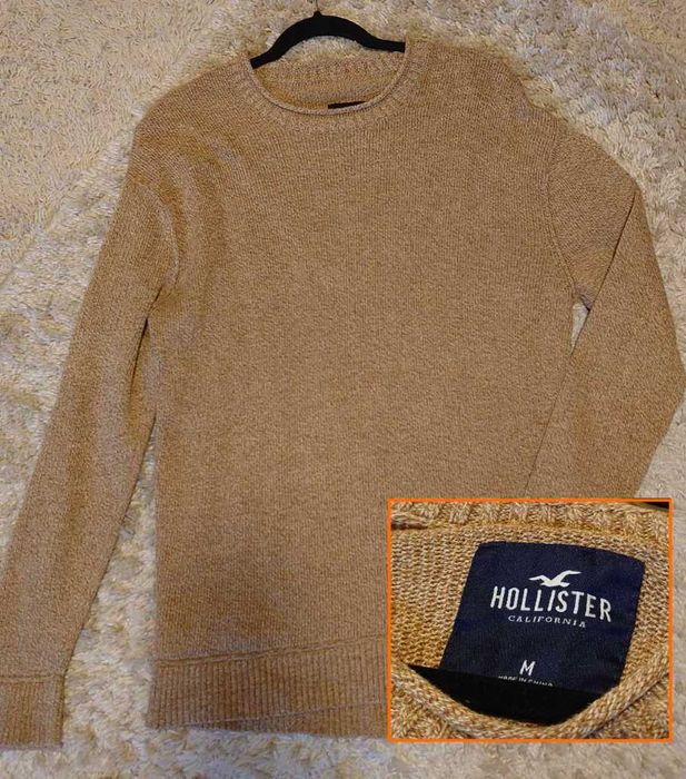 Sweter męski Hollister Abercrombie M beżowy brązowy