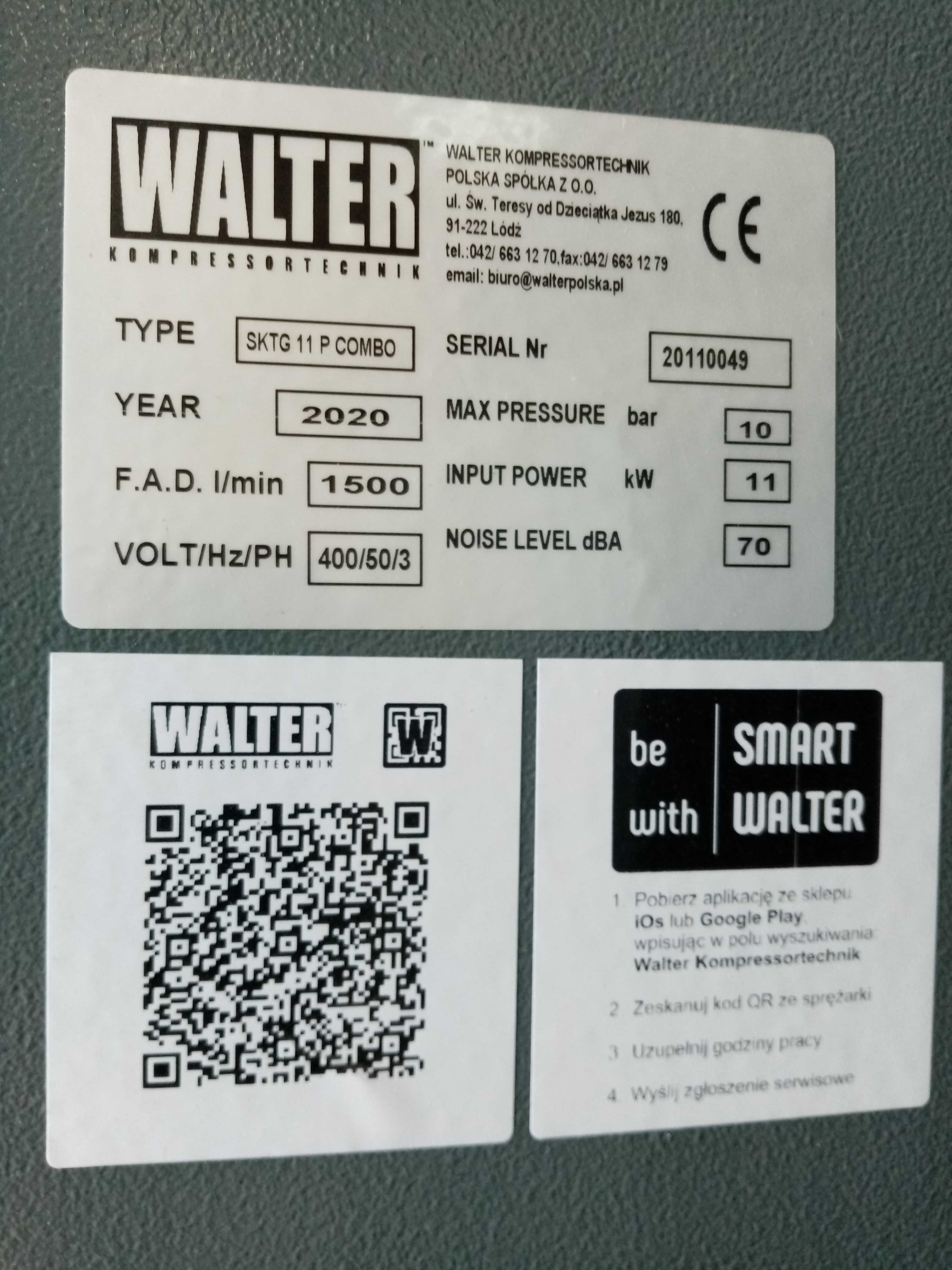Kompresor olejowy Walter SKTG 11 P COMBO 500 l 10 bar 2020r