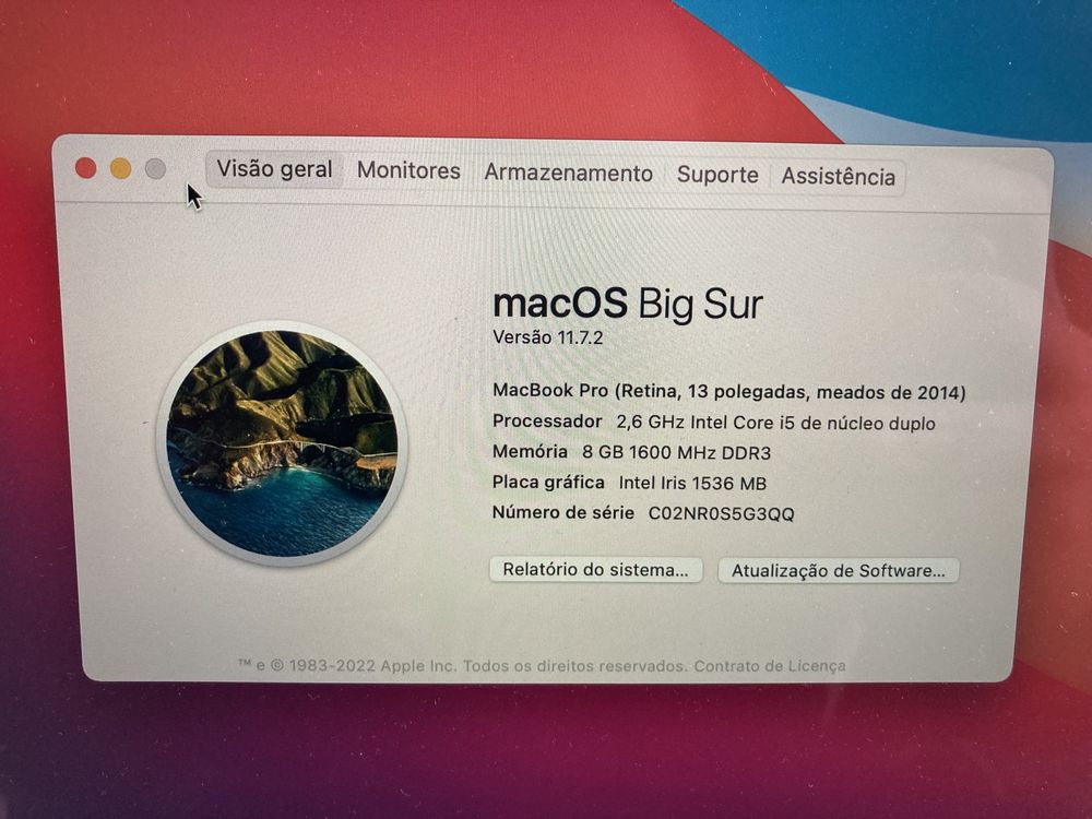 Macbook pro 13,3” retina display mid 2014 (aceito trocas)