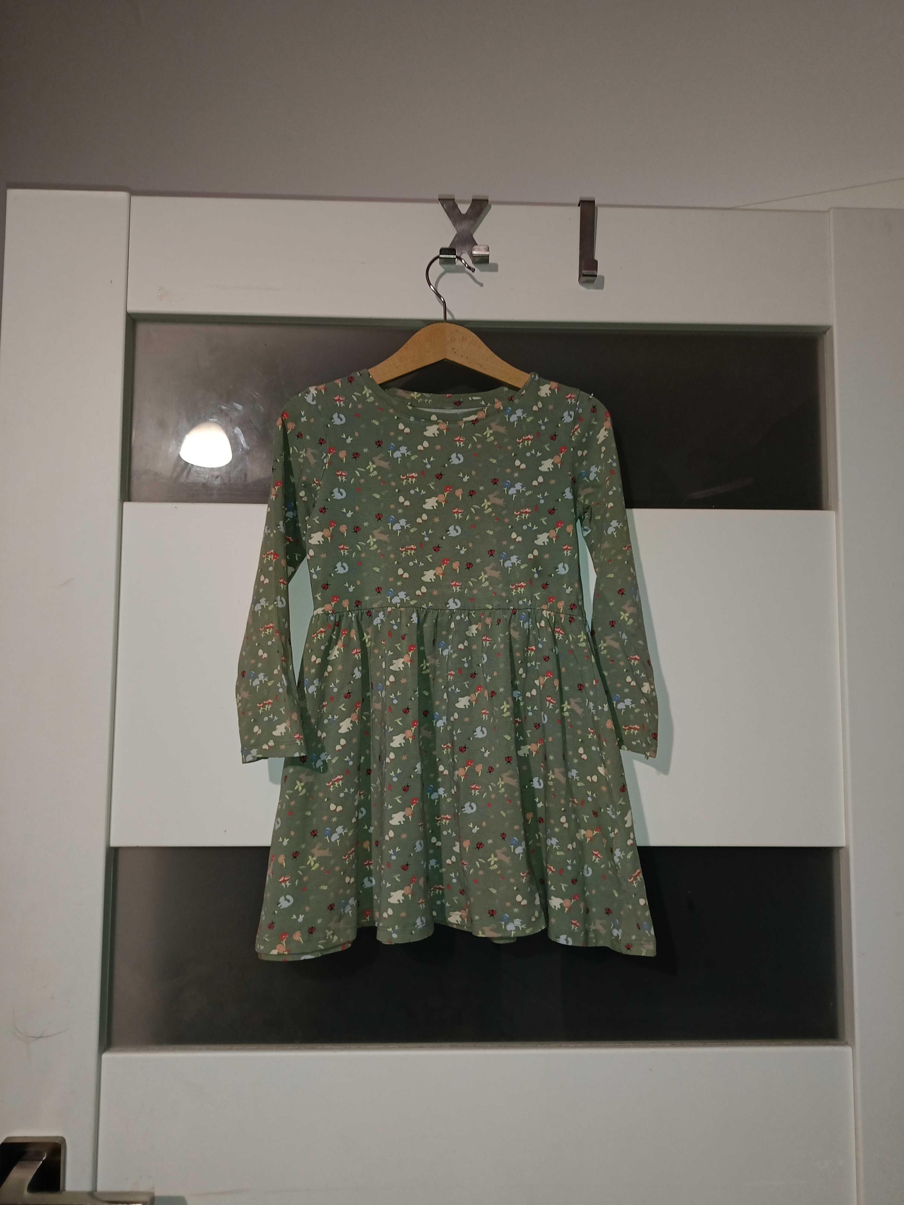 Sukienka Cubus 110/116 bawełna organiczna wzór w sarenki w króliczki
