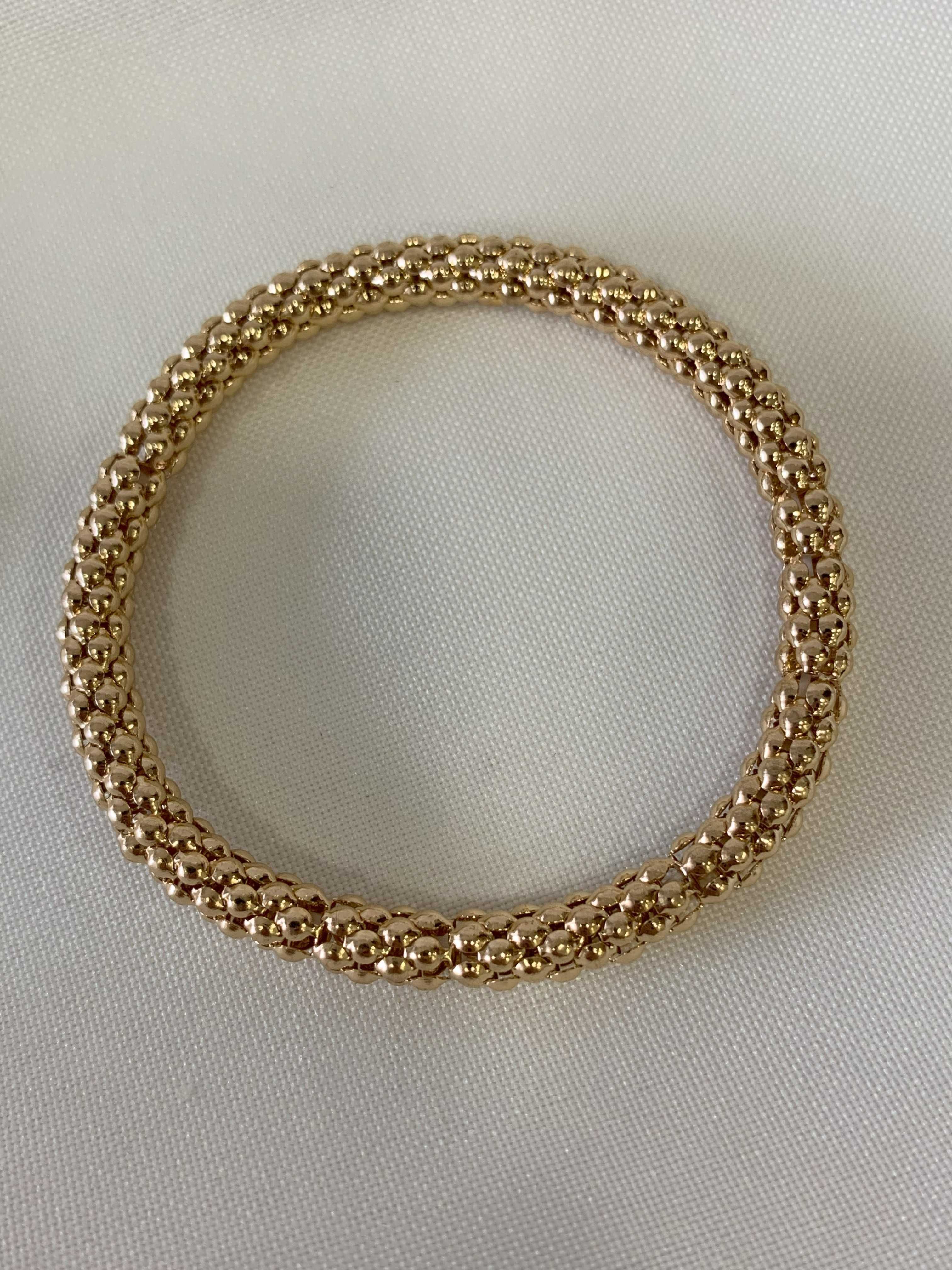 Pulseira Elástica Dourada com Efeito de Esferas - aço inoxidável
